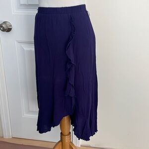 Blue skirt with lace accent in front asymmetrical size L 14 girls